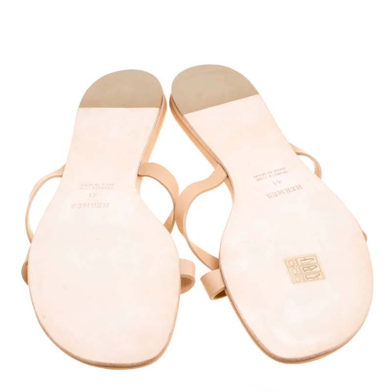 Hermes Beige Leather Corfu Thong Sandals Size 41 For Women 8 Hermes Beige Leather Corfu Thong Sandals Size 41 For Women - Image 6