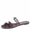 Hermes Burgundy Rubber D'ancre Chaine Rivage Sandals Size 39 For Women