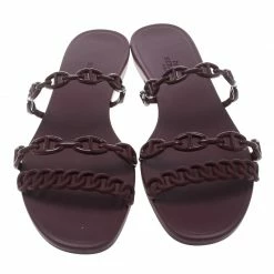 Hermes Burgundy Rubber D'ancre Chaine Rivage Sandals Size 39 For Women 12 Hermes Burgundy Rubber D'ancre Chaine Rivage Sandals Size 39 For Women -Deals Hermes Store luxury women hermes new shoes p155928 003
