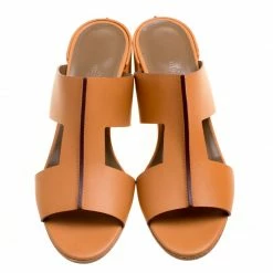 Hermes Natural Brown Leather Ostia Block Heel Sandals Size 38 For Women 12 Hermes Natural Brown Leather Ostia Block Heel Sandals Size 38 For Women -Deals Hermes Store luxury women hermes new shoes p161192 0003