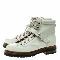 Hermes Off White Leather Ex Libris Detail Hiking Boots Size 37 For Women -Deals Hermes Store luxury women hermes new shoes p162519 007
