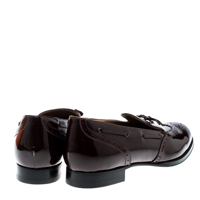 Hermes Burgundy Patent Leather Brogue Loafers Size 39 For Women 7 Hermes Burgundy Patent Leather Brogue Loafers Size 39 For Women - Image 5