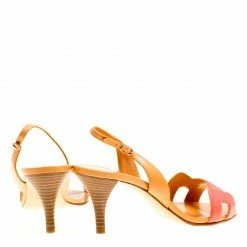 Hermes Pink And Beige Leather Night Slingback Sandals Size 38.5 For Women -Deals Hermes Store luxury women hermes new shoes p166080 002