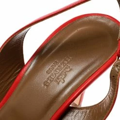 Hermes Orange Leather Night Slingback Sandals Size 39 For Women -Deals Hermes Store luxury women hermes new shoes p180702 002
