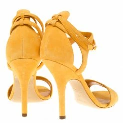 Hermes Alphonso Yellow Suede Cross Ankle Wrap Sandals Size 38 For Women -Deals Hermes Store luxury women hermes new shoes p181743 005