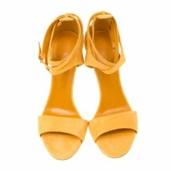 Hermes Alphonso Yellow Suede Cross Ankle Wrap Sandals Size 38 For Women -Deals Hermes Store luxury women hermes new shoes p181743 006