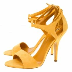 Hermes Alphonso Yellow Suede Cross Ankle Wrap Sandals Size 38 For Women -Deals Hermes Store luxury women hermes new shoes p181743 007