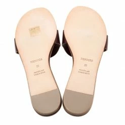 Hermes Burgunday Leather Lisboa Flat Slides Size 38 For Women -Deals Hermes Store luxury women hermes new shoes p206127 002