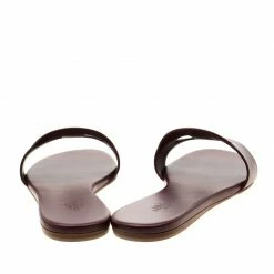 Hermes Burgunday Leather Lisboa Flat Slides Size 38 For Women -Deals Hermes Store luxury women hermes new shoes p206127 003