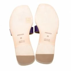 Hermes Purple Leather Oran Flat Slides Size 39 For Women -Deals Hermes Store luxury women hermes new shoes p206129 002