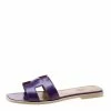 Hermes Purple Leather Oran Flat Slides Size 39 For Women -Deals Hermes Store luxury women hermes new shoes p206129 007