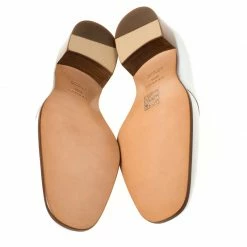 Hermes White/Beige Leather And Canvas H Constance Loafers Size 39.5 For Women -Deals Hermes Store luxury women hermes new shoes p222412 001