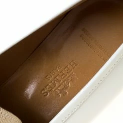 Hermes White/Beige Leather And Canvas H Constance Loafers Size 39.5 For Women -Deals Hermes Store luxury women hermes new shoes p222412 002