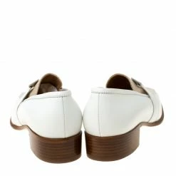 Hermes White/Beige Leather And Canvas H Constance Loafers Size 39.5 For Women -Deals Hermes Store luxury women hermes new shoes p222412 005