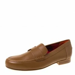 Hermes Brown Leather Kennedy Loafers Size 39 For Women