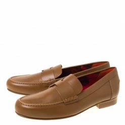 Hermes Brown Leather Kennedy Loafers Size 39 For Women -Deals Hermes Store luxury women hermes new shoes p222414 007