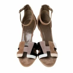 Hermes Multicolor Suede Legend Wedge Ankle Strap Sandals Size 37 For Women -Deals Hermes Store luxury women hermes new shoes p233093 004