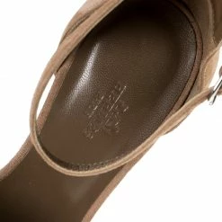 Hermes Multicolor Suede Legend Wedge Ankle Strap Sandals Size 37 For Women -Deals Hermes Store luxury women hermes new shoes p233093 005