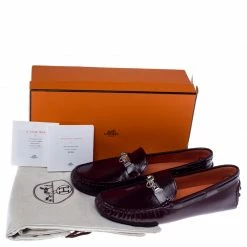 Hermes Burgundy Patent Leather Irving Slip On Loafers Size 37.5 For Women -Deals Hermes Store luxury women hermes new shoes p239814 003