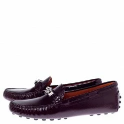 Hermes Burgundy Patent Leather Irving Slip On Loafers Size 37.5 For Women -Deals Hermes Store luxury women hermes new shoes p239814 009