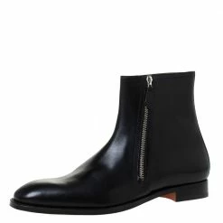 Hermes Black Leather Jerry Ankle Boots Size 43.5 For Men