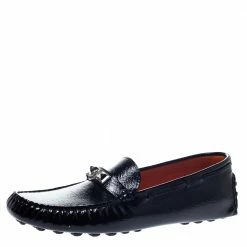 Hermes Black Patent Leather Irving Slip On Loafers Size 40.5 For Women