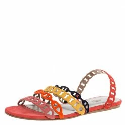 Hermes Multicolor Suede Leather Chaine D'ancre Flat Sandals Size 40 For Women