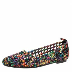 Hermes Hermès Multicolor Woven Silk Minorque Ballet Flats Size 39 For Women