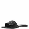 Hermes Black Leather View Slide Sandals Size 38 For Women