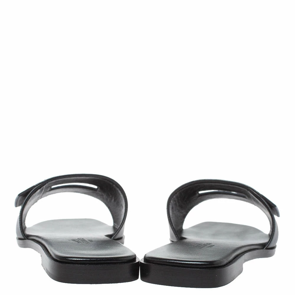 Hermes Black Leather View Slide Sandals Size 38 For Women 7 Hermes Black Leather View Slide Sandals Size 38 For Women - Image 5