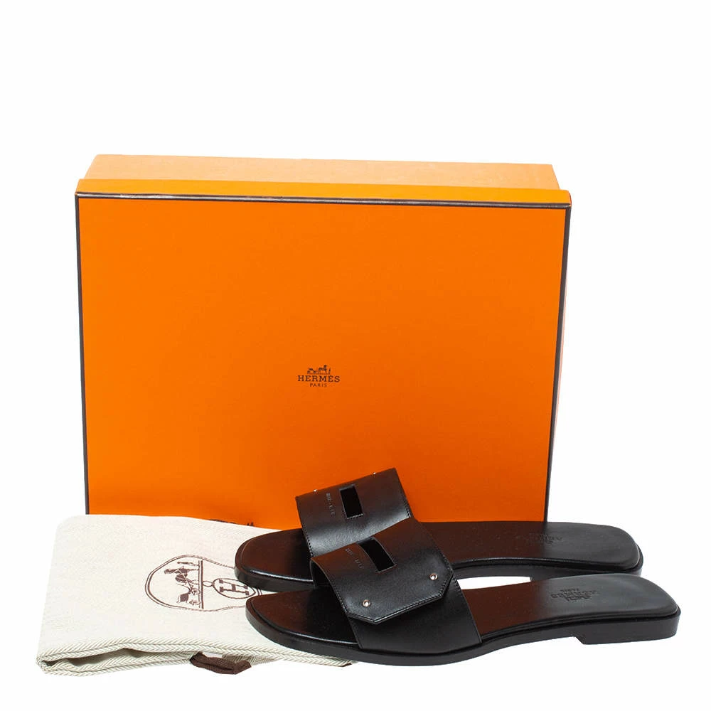 Hermes Black Leather View Slide Sandals Size 38 For Women 10 Hermes Black Leather View Slide Sandals Size 38 For Women - Image 8