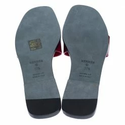 Hermes Red Patent Leather View Slide Sandals Size 37.5 For Women -Deals Hermes Store luxury women hermes new shoes p325545 001