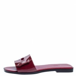 Hermes Red Patent Leather View Slide Sandals Size 37.5 For Women -Deals Hermes Store luxury women hermes new shoes p325545 006