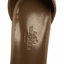 Hermes Brown Leather Manege Ankle Wrap Sandals Size 39 For Women -Deals Hermes Store luxury women hermes new shoes p330034 009