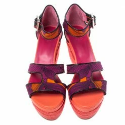 Hermes Multicolor Printed Canvas Ilana Espadrille Wedge Platform Ankle Cuff Sandals Size 39 For Women -Deals Hermes Store luxury women hermes new shoes p356457 002