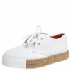 Hermes White Canvas Rosa Espadrille Sneakers Size 39 For Women