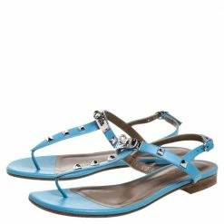 Hermes Blue Leather Olivia Ankle Strap Sandals Size 37.5 For Women -Deals Hermes Store luxury women hermes new shoes p376921 001