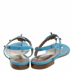 Hermes Blue Leather Olivia Ankle Strap Sandals Size 37.5 For Women -Deals Hermes Store luxury women hermes new shoes p376921 005