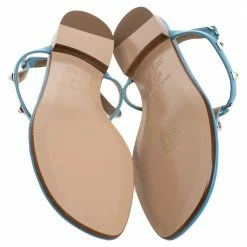 Hermes Blue Leather Olivia Ankle Strap Sandals Size 37.5 For Women -Deals Hermes Store luxury women hermes new shoes p376921 006