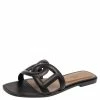 Hermes Black Leather Omaha Flat Slides Size 39 For Women -Deals Hermes Store luxury women hermes new shoes p384913 002