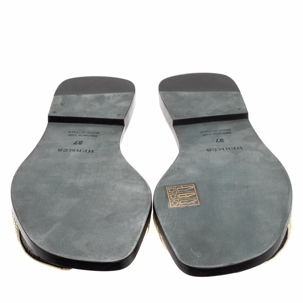 Hermes Metallic Pale Gold Twisted Metal Thread Oran Sandals Size 37 For Women 8 Hermes Metallic Pale Gold Twisted Metal Thread Oran Sandals Size 37 For Women - Image 6