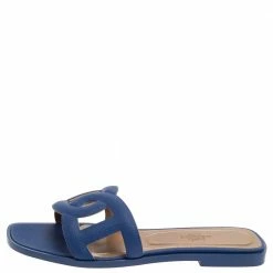 Hermes Blue Leather Omaha Sandals Size 37.5 For Women -Deals Hermes Store luxury women hermes new shoes p394800 002