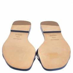 Hermes Blue Leather Omaha Sandals Size 37.5 For Women -Deals Hermes Store luxury women hermes new shoes p394800 003