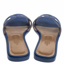 Hermes Blue Leather Omaha Sandals Size 37.5 For Women -Deals Hermes Store luxury women hermes new shoes p394800 006