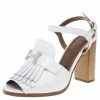 Hermes White Leather Alesia Ankle Strap Sandals Size 38 For Women