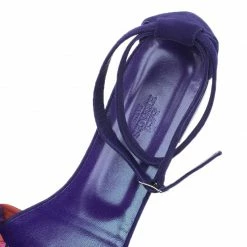 Hermes Purple Suede And Printed Silk Flat Sandals Size 39 For Women -Deals Hermes Store luxury women hermes new shoes p40410 0010