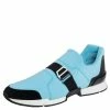 Hermes Blue/Black Neoprene And Suede Run Round Toe Sneakers Size 39 For Women