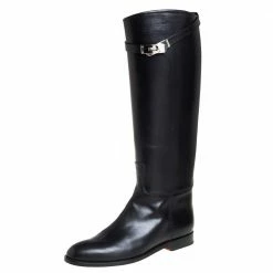 Hermes Black Leather Jumping Boots Size 40 For Women