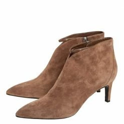 Hermes Brown Suede Zipper Detail Ankle Boots Size 39.5 For Women -Deals Hermes Store luxury women hermes new shoes p425827 002