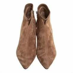 Hermes Brown Suede Zipper Detail Ankle Boots Size 39.5 For Women -Deals Hermes Store luxury women hermes new shoes p425827 006